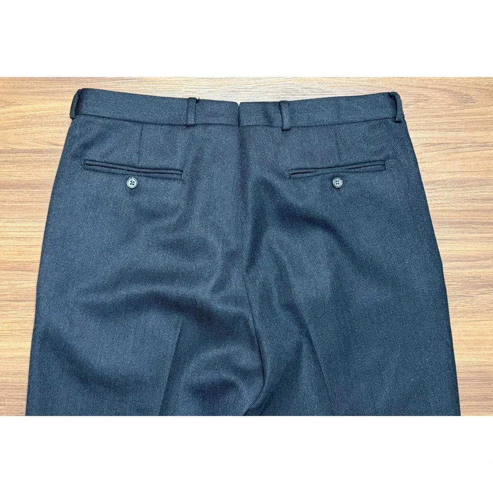 VTG Brooks Brothers 100% Wool Pleated Cuffed Dress Pants Charcoal USA Made Sz 34